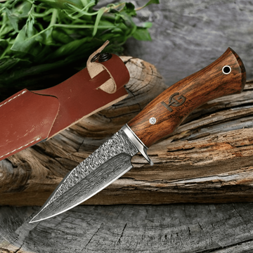 HandiGo USA 8.75" Fixed Blade Damascus Hunting Knife