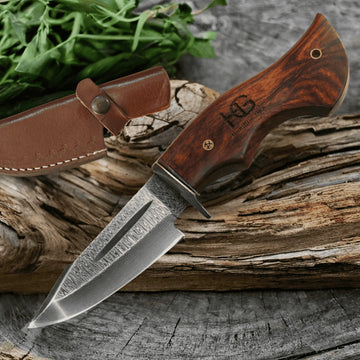 HandiGo USA 10 Heavy Duty Fixed Blade Damascus Hunting Knife